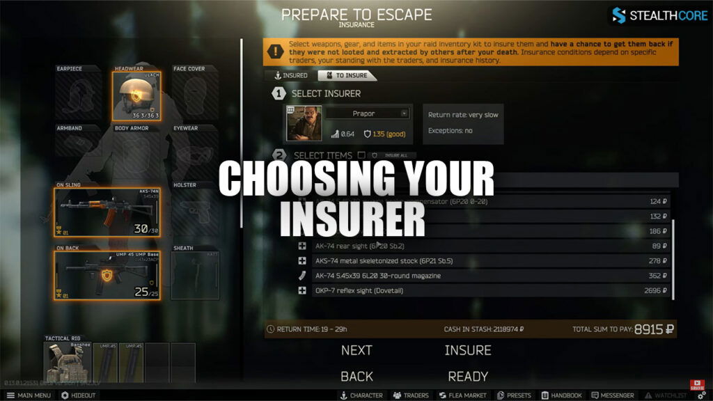 how does insurance work in tarkov - choosing insurer