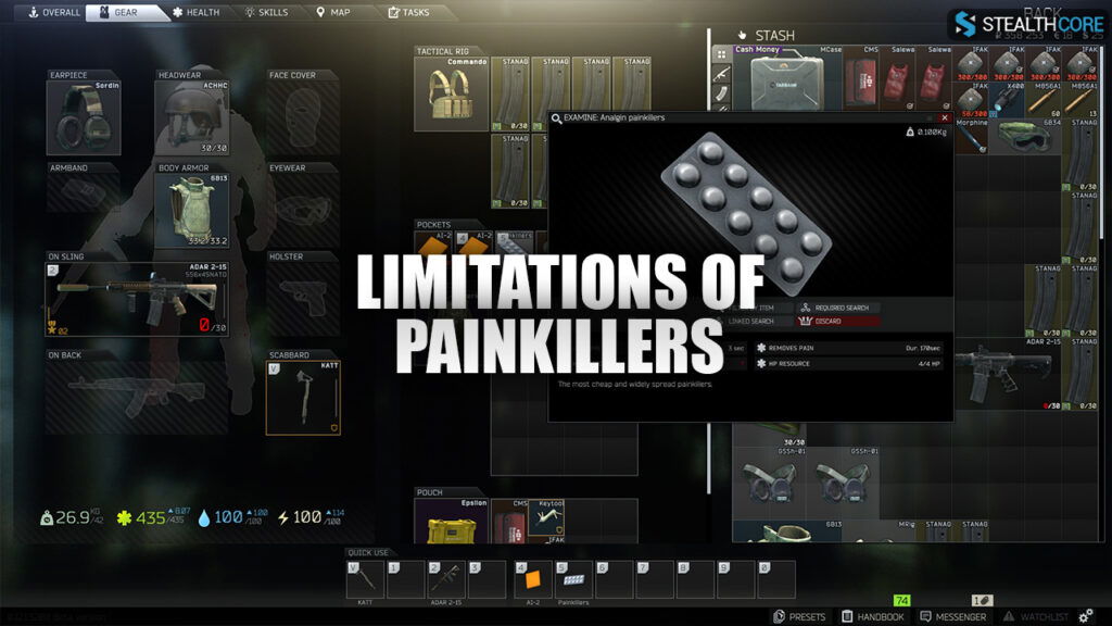 limitations of painkillers in tarkov