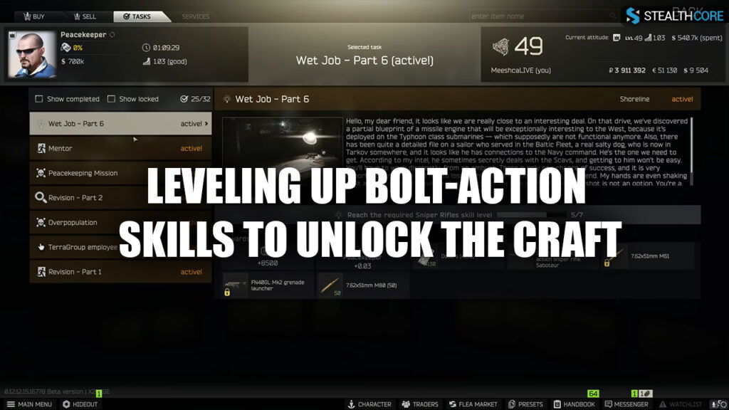 Leveling Up Bolt-Action Skills to Unlock the Craft
