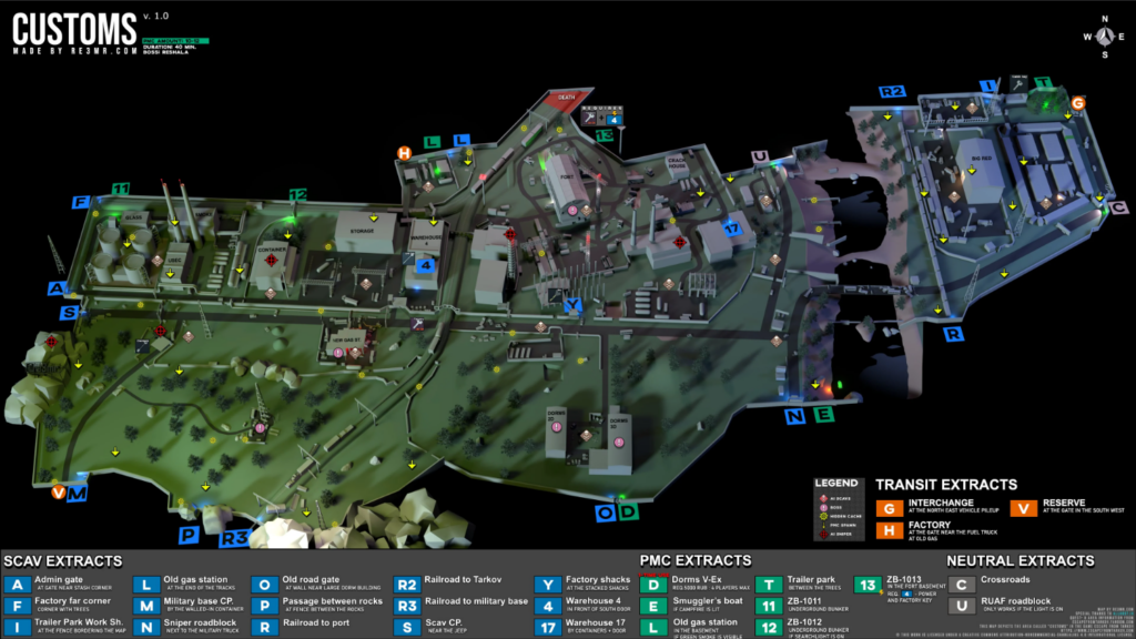 EFT Customs Map Guide: Spawns and Map Layout